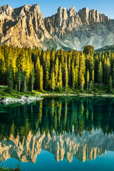Carezza lake, Val di fassa, Dolomites, Alps, Italy