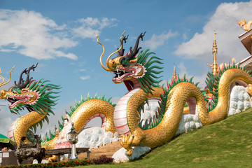 Fototapeta premium Dragon in wat hyua pla kang , Chiang Rai, Thailand