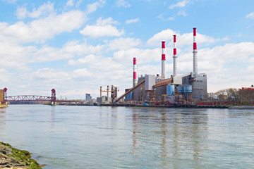 Colorful Power Generating Station near the river.