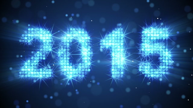 new year 2015 greeting glowing blue particles loop