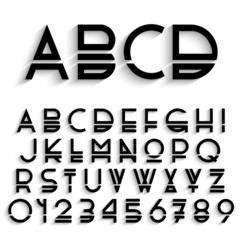 Alphabet letters and numbers with shadow