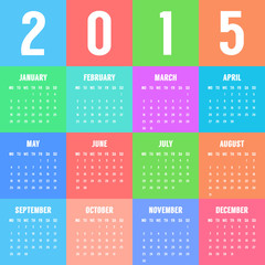 european colorful calendar of 2015 year