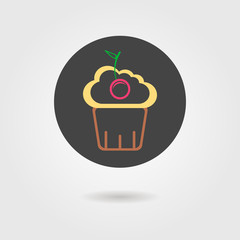 cupcake in black circle with shadow