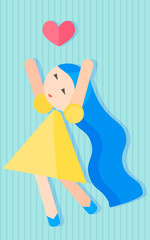 girl and heart illustration