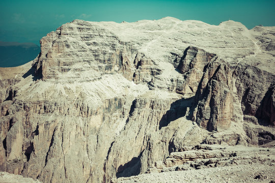 View to Punta Grohmann, Cinquue Dita, Sasso Lungo, Piz Ciavaces