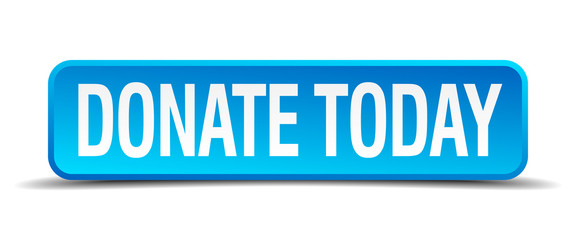 donate today blue 3d realistic square isolated button