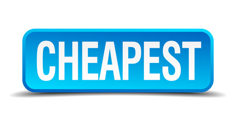 cheapest blue 3d realistic square isolated button