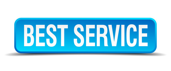 best service blue 3d realistic square isolated button