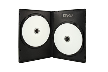 box for DVD with a disk isolated on white background