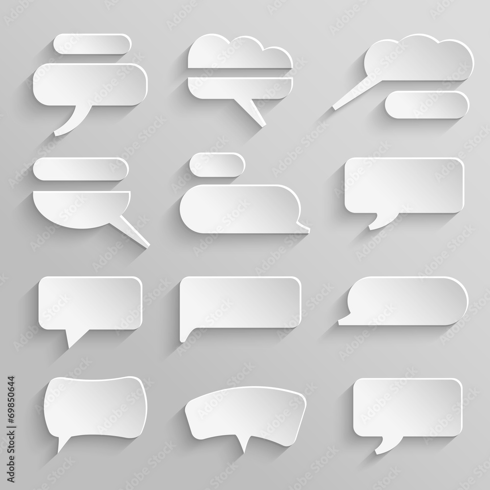 Poster vector set 4 of paper speech bubbles with shadows