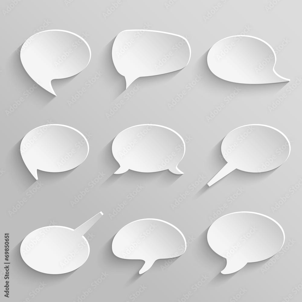 Poster vector set 3 of paper speech bubbles with shadows