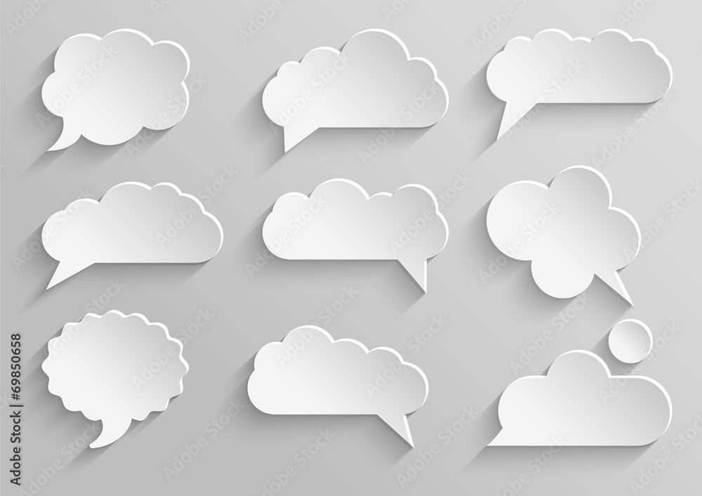 Poster vector set 1 of paper speech bubbles with shadows