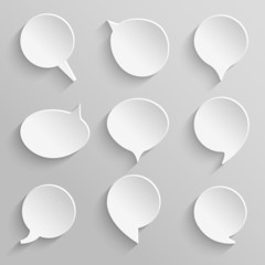 Vector set 5 of paper speech bubbles with shadows