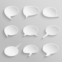 Vector set 3 of paper speech bubbles with shadows