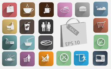flat icons set design for cafe .Vector illustration