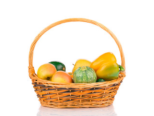Wicker basket with fruits.