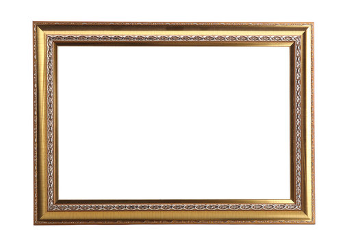 gold photo frame isolated