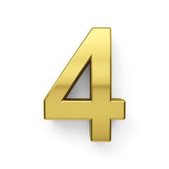 Fototapeta premium 3d render of golden digit four simbol - 4