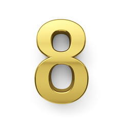 3d render of golden digit eight simbol - 8