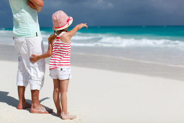 Father and daughter at beach