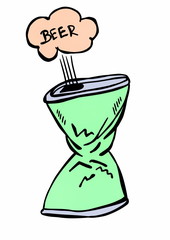 doodle crumpled beer can