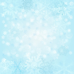 Background of snowflakes in light blue colors