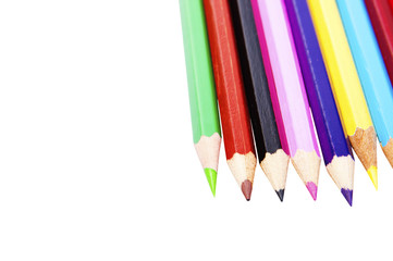 Colour pencils isolated on white background