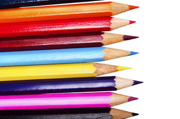 Colour pencils isolated on white background