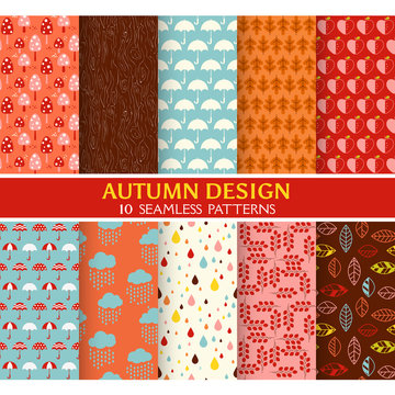 10 Seamless Patterns - Autumn Set - Texture for wallpaper