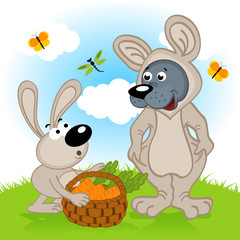 wolf dressed as rabbit - vector illustration, eps