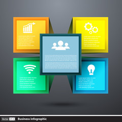 Vector infographics cube box for business concepts with icons