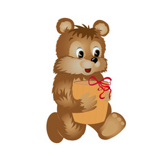 Bear brings a gift barrel of honey