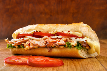 Smoked salmon submarine sandwich