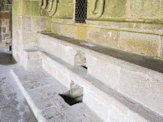 stone seats in abbey Mont Saint Michel
