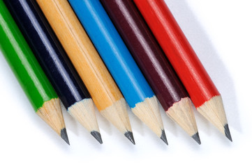 Colored pencils isolated on a white background.