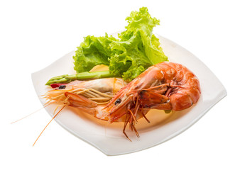 Boiled king prawns