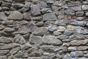 Wall with textured stone blocks