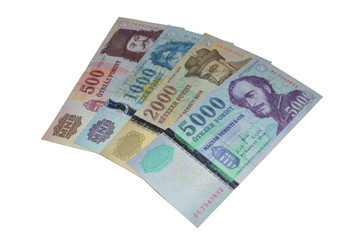 Obraz na płótnie Canvas Hungarian forint banksnotes currency