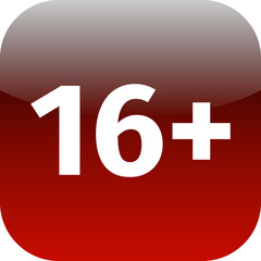 Restriction on age 16+ - red and white icon