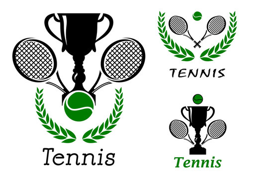 Tennis sporting emblems set