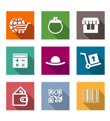 Shopping business flat icons set
