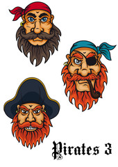 Cartoon fierce pirates set