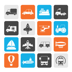 Silhouette Different kind of transportation icons