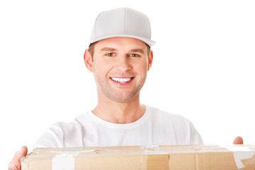 Young attractive courier guy