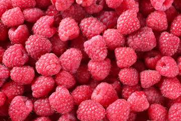 Ripe sweet raspberries close-up