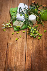 health spa setting of green olives