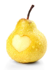 Ripe pear with heart isolated on white © Africa Studio