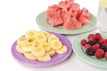 Sliced fruits and berries