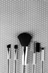 Brushes for makeup on grey background