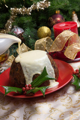 Christmas Pudding With White Sauce